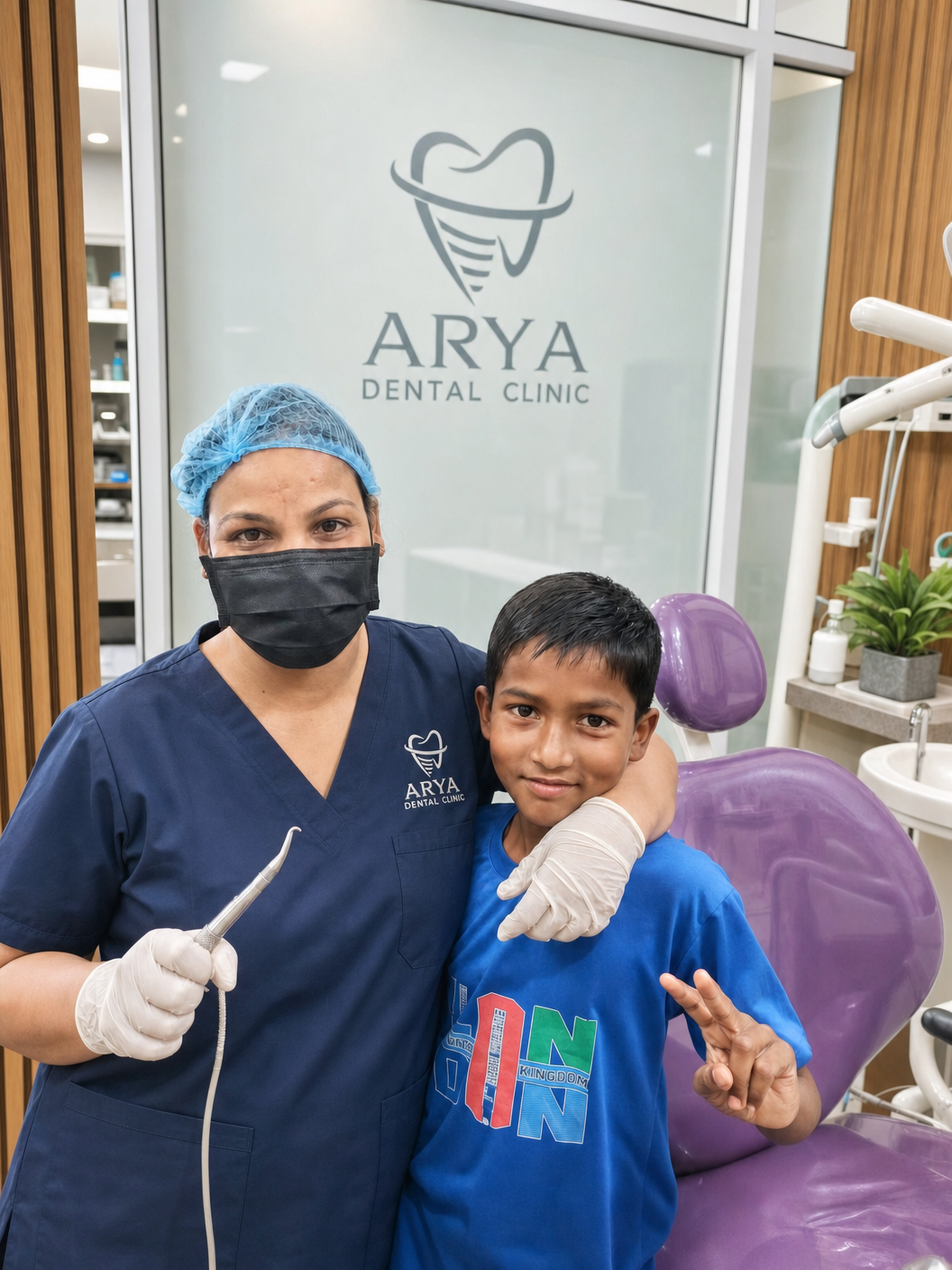 Dr. Ranjana Arya with a child patient at the clinic